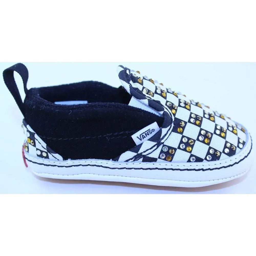 VANS Checkerboard Slip-On Black Rhinestone Sneaker